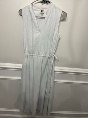 Anne Klein White Sleeveless Midi Dress Size 6 Tie Waist